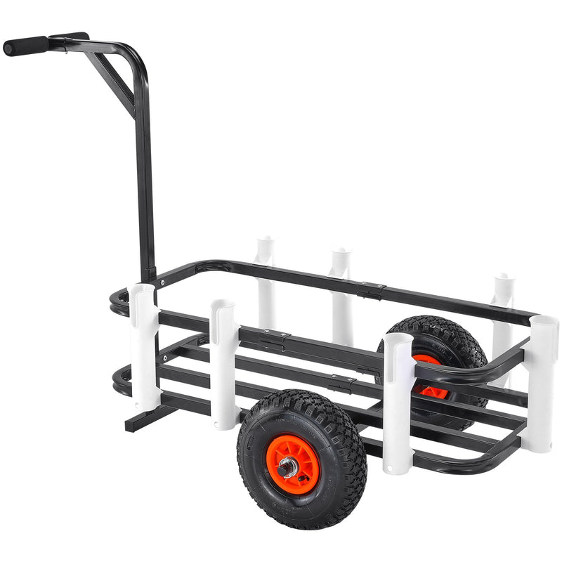 Load image into Gallery viewer, VEVOR Beach Fishing Cart, 91 kg Load Capacity, Fish and Marine Cart with Two 275 mm Big Wheels Rubber Balloon Tires for Sand, Heavy-Duty Steel Pier Wagon Trolley with 7 Rod Holders for Fishing, Picnic
