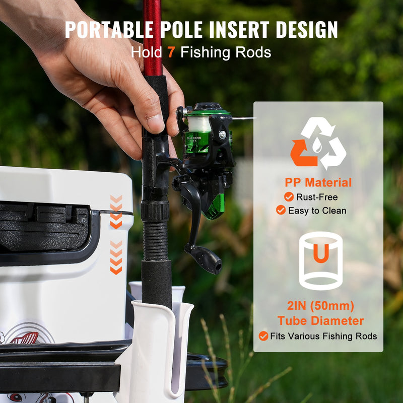 Load image into Gallery viewer, VEVOR Beach Fishing Cart, 91 kg Load Capacity, Fish and Marine Cart with Two 275 mm Big Wheels Rubber Balloon Tires for Sand, Heavy-Duty Steel Pier Wagon Trolley with 7 Rod Holders for Fishing, Picnic
