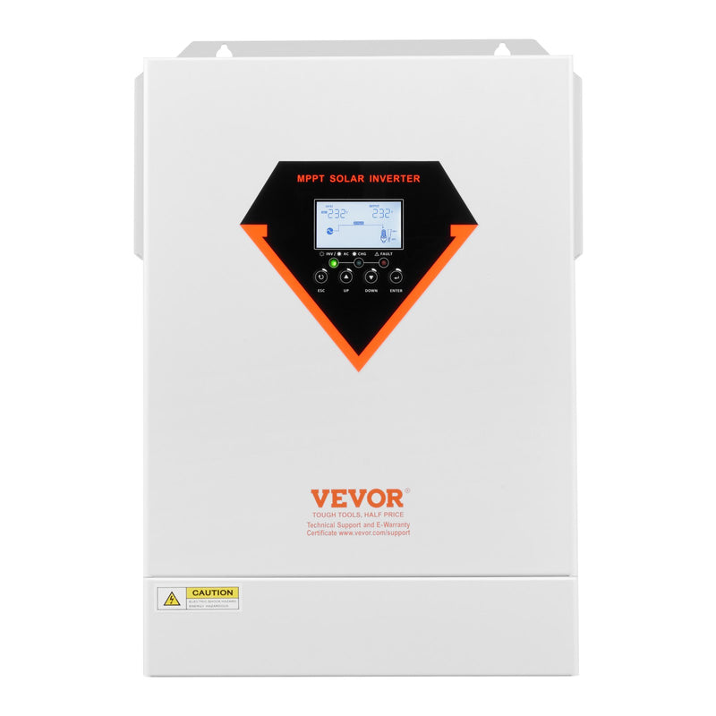 Load image into Gallery viewer, VEVOR Hybrid Solar Inverter, 6000W, All in One Pure Sine Wave Power Inverter Charger, 220V AC, with Built-in 120A MPPT Solar Charger Controller, for Off-Grid System Lead Acid Lithium Battery
