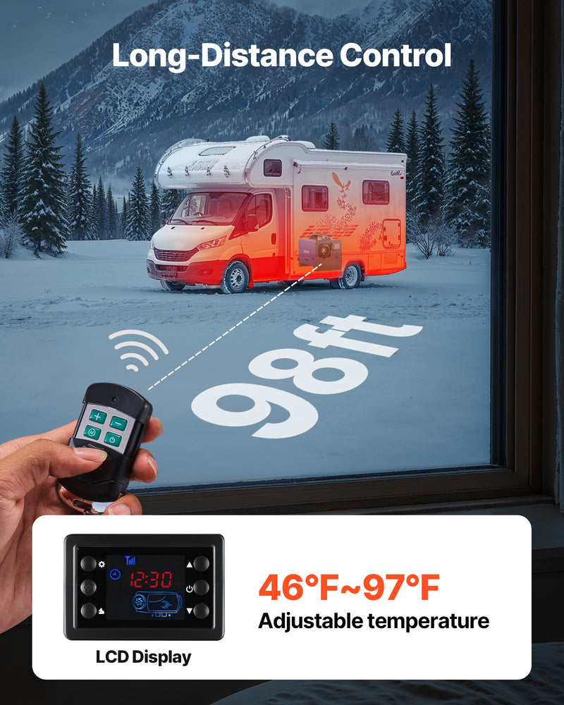 Load image into Gallery viewer, VEVOR Diesel Heater, 8KW, DC 12V/24V, All in One Portable Diesel Air Heater with Remote Control and LCD Display, Fast Heating Low Noise, 5 L Fuel Tank for Vehicles, RVs, Vans, Tractors and Trucks
