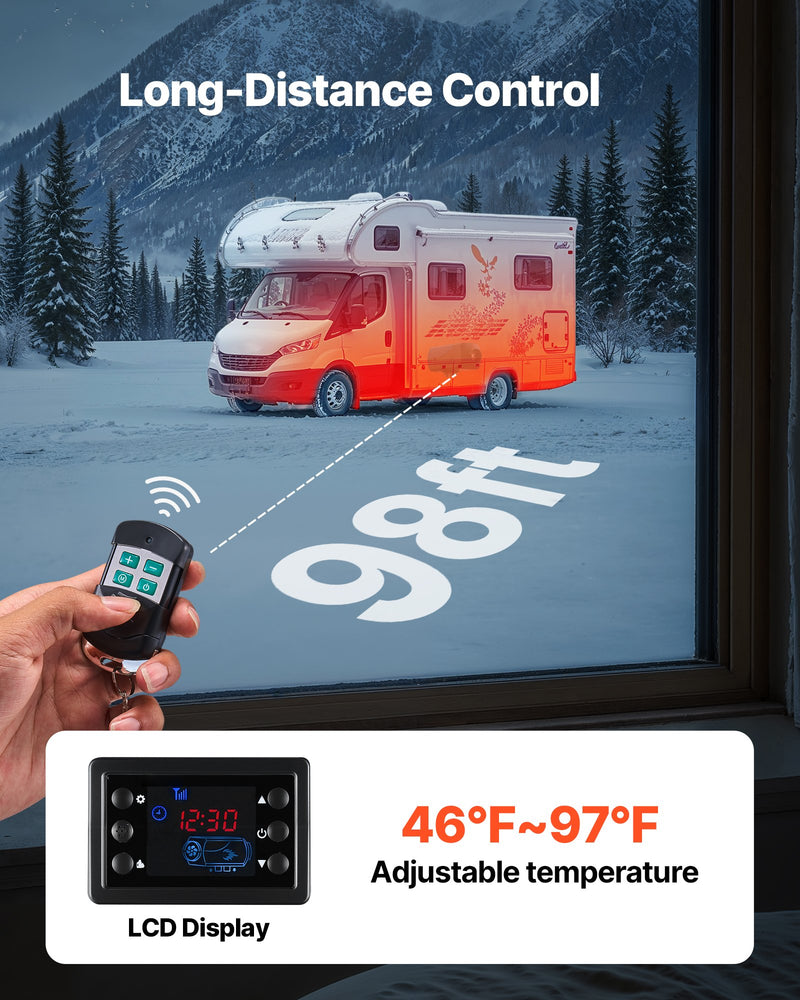 Load image into Gallery viewer, VEVOR Diesel Heater, 8KW, DC 12V/24V, Portable Diesel Air Heater with Remote Control and LCD Screen, Fast Heating Low Noise, 10 L Large Fuel Tank for Vehicles, Vans, RVs, Campers, and Trucks
