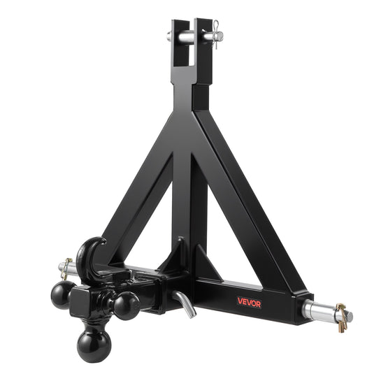 VEVOR 3 Point Trailer Hitch 2 in Receiver, 3pt Quick Hitch Attachment with 3 Trailer Balls, Tractor Tow Drawbar Adapter, Compatible with Kubota, Mahindra, Ford, Yanmar, John Deere, Massey Ferguson