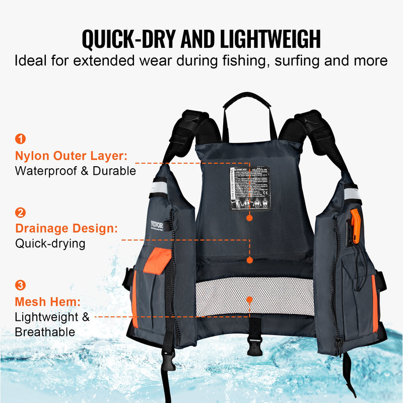 Load image into Gallery viewer, VEVOR Life Vest for Watersports (PFD), Life Jacket with Waterproof Nylon &amp; 96N Buoyancy, Life Vest/Jacket for Any Water Activity-Fishing, Kayaking, Surfing and More, Men and Women L
