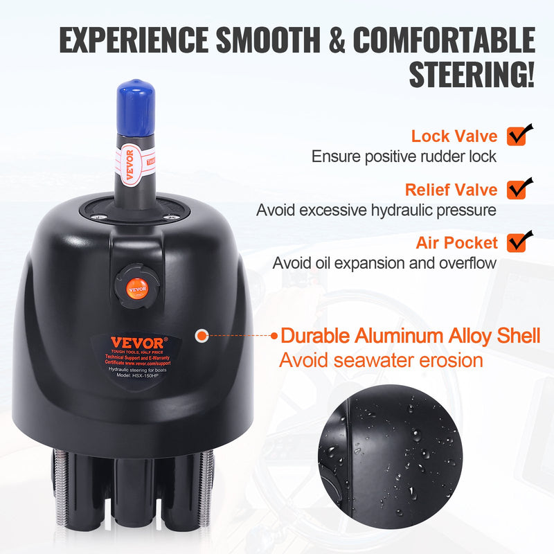 Load image into Gallery viewer, VEVOR 150HP Hydraulic Outboard Steering Kit Boat Marine System, Built-in Two-Way Lock Cylinder, 150HP Pump and High-Strength Nylon Hose for Single Station, Single-Engine use
