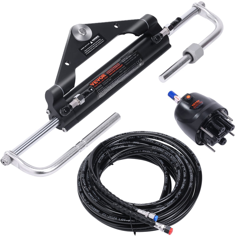 Load image into Gallery viewer, VEVOR 150HP Hydraulic Outboard Steering Kit Boat Marine System, Built-in Two-Way Lock Cylinder, 150HP Pump and High-Strength Nylon Hose for Single Station, Single-Engine use
