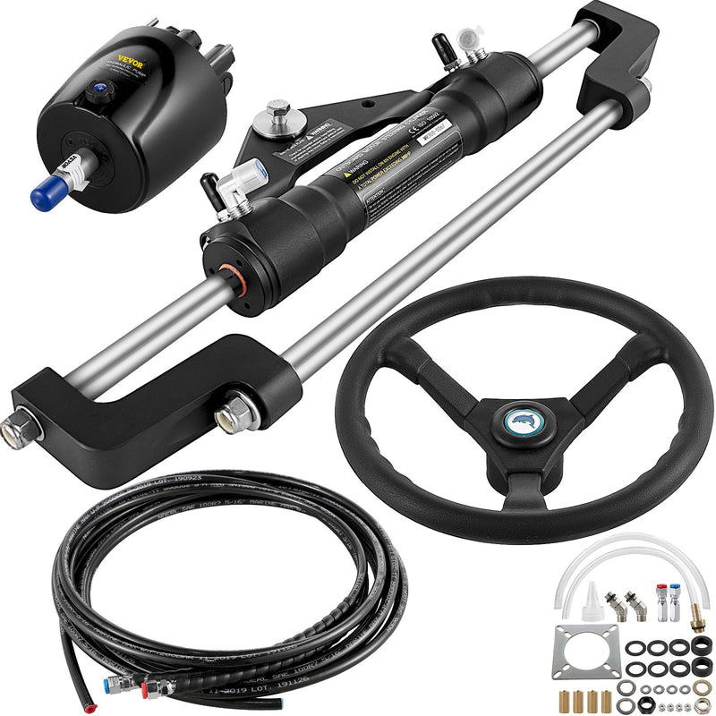 Load image into Gallery viewer, VEVOR Hydraulic Boat Steering Kit, 300HP Hydraulic Steering Kit Helm Pump, Hydraulic Outboard Steeing Kit with 4267 mm Hydraulic Steering Hose for Boat Steering System
