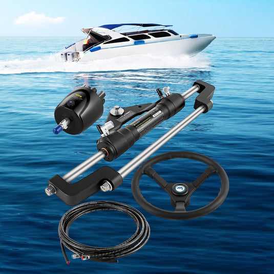 VEVOR Hydraulic Boat Steering Kit, 300HP Hydraulic Steering Kit Helm Pump, Hydraulic Outboard Steeing Kit with 4267 mm Hydraulic Steering Hose for Boat Steering System