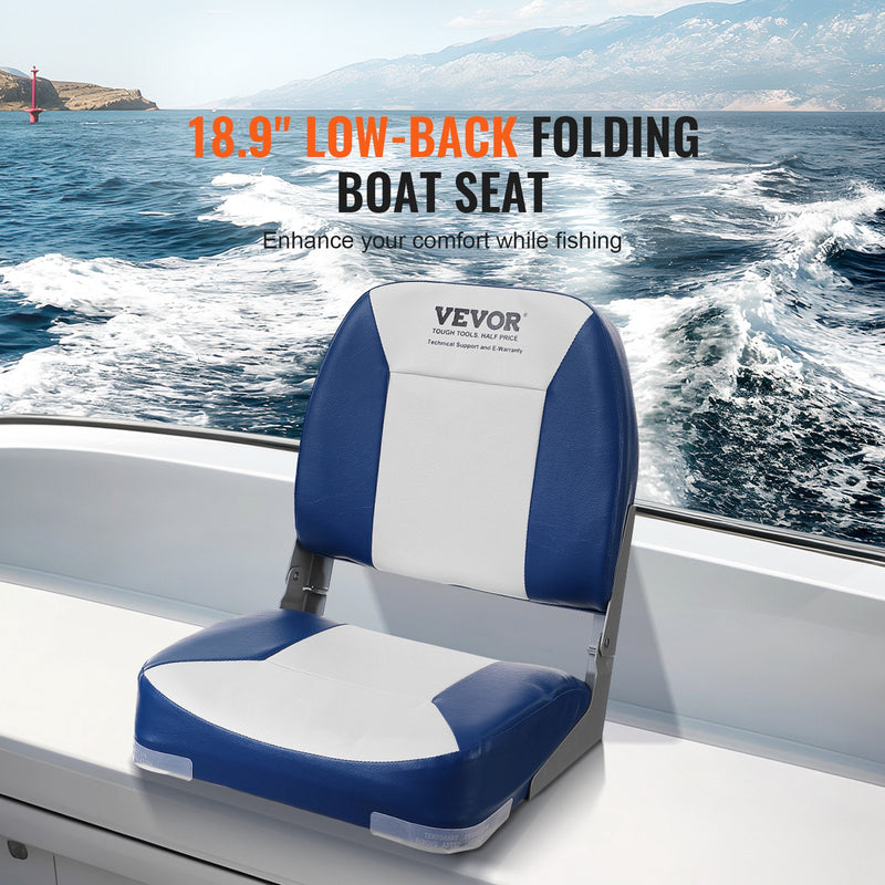 Load image into Gallery viewer, VEVOR Boat Seat Low Back Fold-Down Fishing Boat Chair with Sponge Padding 2 Pack
