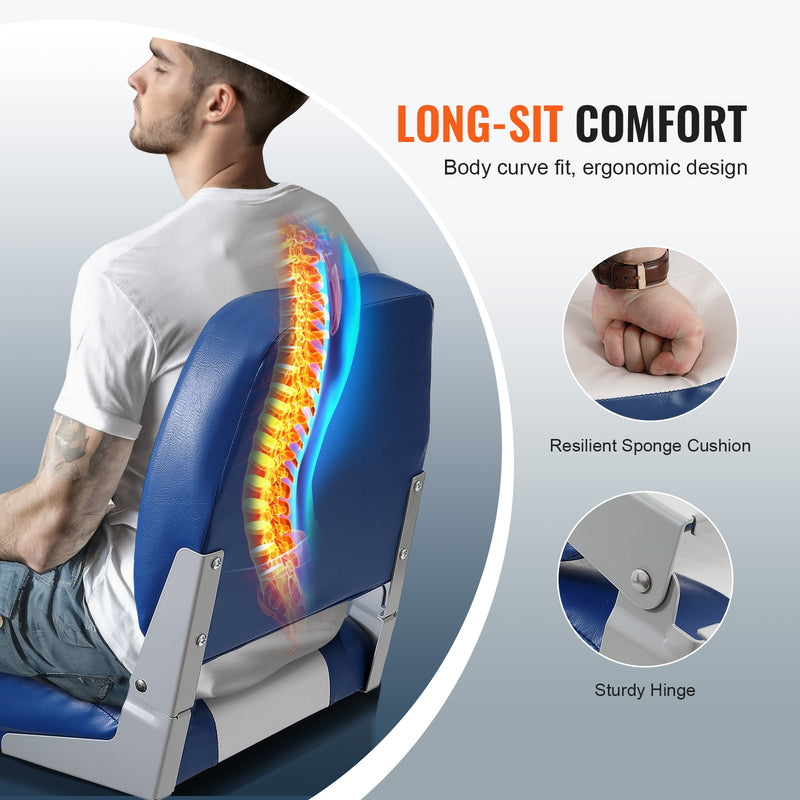 Load image into Gallery viewer, VEVOR Boat Seat Low Back Fold-Down Fishing Boat Chair with Sponge Padding 2 Pack
