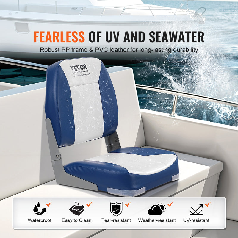 Load image into Gallery viewer, VEVOR Boat Seat Low Back Fold-Down Fishing Boat Chair with Sponge Padding 2 Pack
