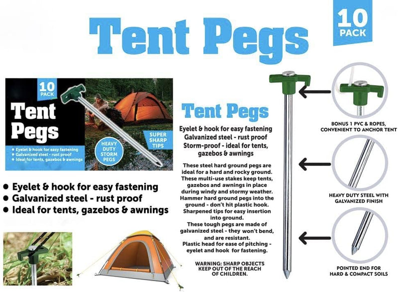 Load image into Gallery viewer, Heavy-Duty Storm Proof 10 Pack Galvanized Steel Rust Proof Tent Pegs

