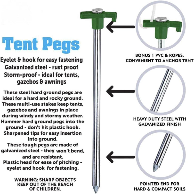 Load image into Gallery viewer, Heavy-Duty Storm Proof 10 Pack Galvanized Steel Rust Proof Tent Pegs
