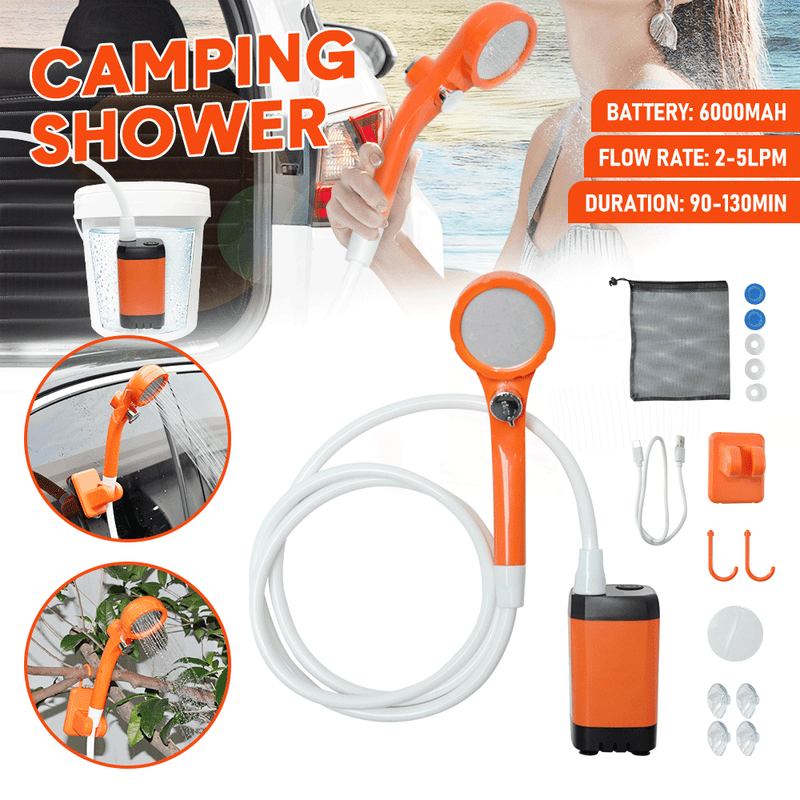 Load image into Gallery viewer, Portable Camping Shower IPX7 Waterproof Outdoor Shower Water Pump with Rechargeable Battery and Intelligent Digital Display for Camping Hiking Traveling

