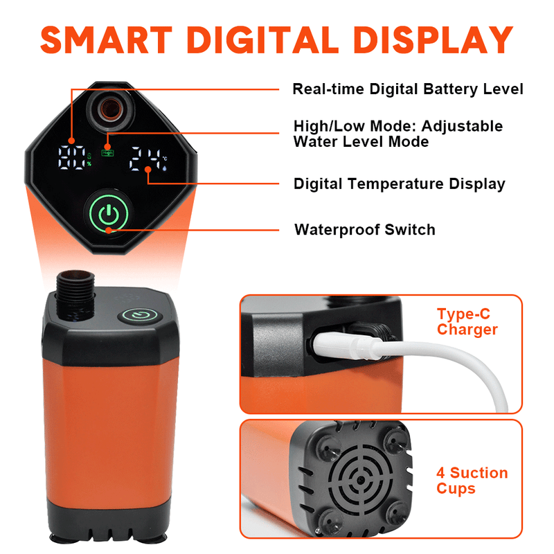 Load image into Gallery viewer, Portable Camping Shower IPX7 Waterproof Outdoor Shower Water Pump with Rechargeable Battery and Intelligent Digital Display for Camping Hiking Traveling
