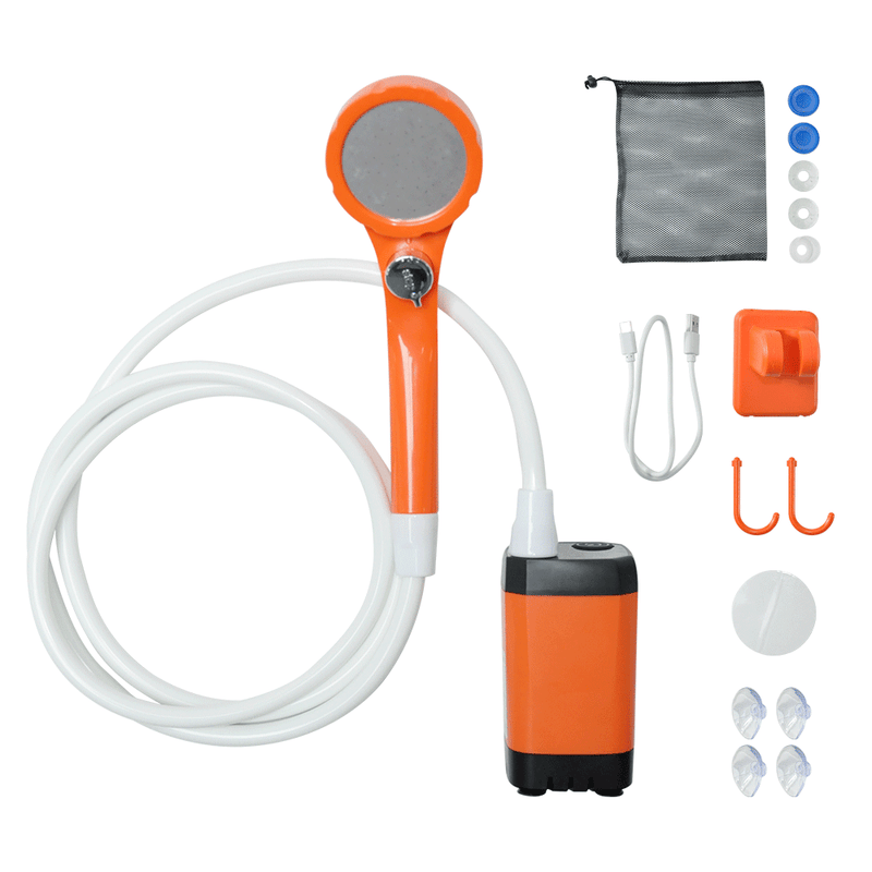 Load image into Gallery viewer, Portable Camping Shower IPX7 Waterproof Outdoor Shower Water Pump with Rechargeable Battery and Intelligent Digital Display for Camping Hiking Traveling

