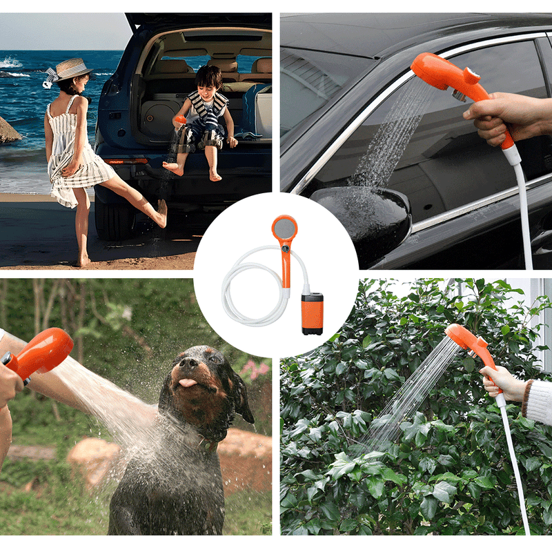 Load image into Gallery viewer, Portable Camping Shower IPX7 Waterproof Outdoor Shower Water Pump with Rechargeable Battery and Intelligent Digital Display for Camping Hiking Traveling
