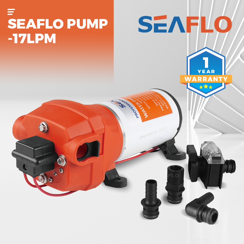 Load image into Gallery viewer, SEAFLO 12V Water Pump Pressure Diaphragm Self Priming Pump 4.5Gallons Per Min 17LPM 40PSI Water Booster for Caravan Motorhome Camper Trailer Boat Yacht
