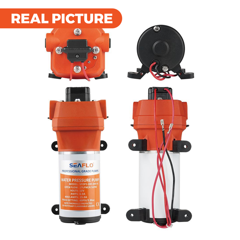 Load image into Gallery viewer, SEAFLO 12V Water Pump Pressure Diaphragm Self Priming Pump 4.5Gallons Per Min 17LPM 40PSI Water Booster for Caravan Motorhome Camper Trailer Boat Yacht
