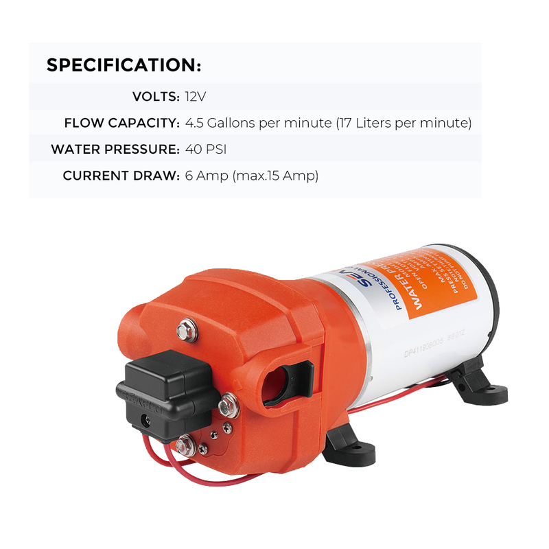 Load image into Gallery viewer, SEAFLO 12V Water Pump Pressure Diaphragm Self Priming Pump 4.5Gallons Per Min 17LPM 40PSI Water Booster for Caravan Motorhome Camper Trailer Boat Yacht
