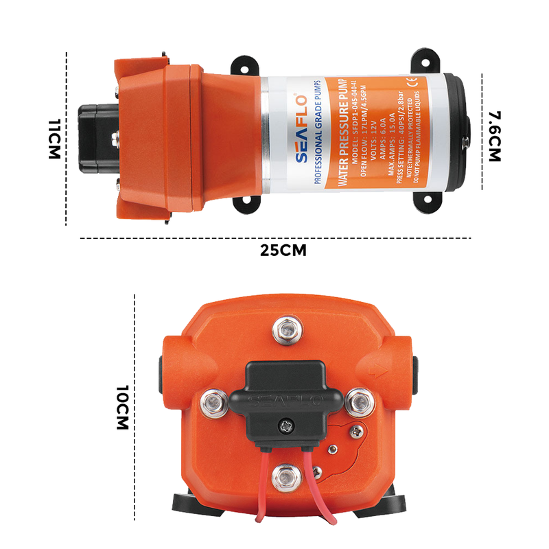 Load image into Gallery viewer, SEAFLO 12V Water Pump Pressure Diaphragm Self Priming Pump 4.5Gallons Per Min 17LPM 40PSI Water Booster for Caravan Motorhome Camper Trailer Boat Yacht

