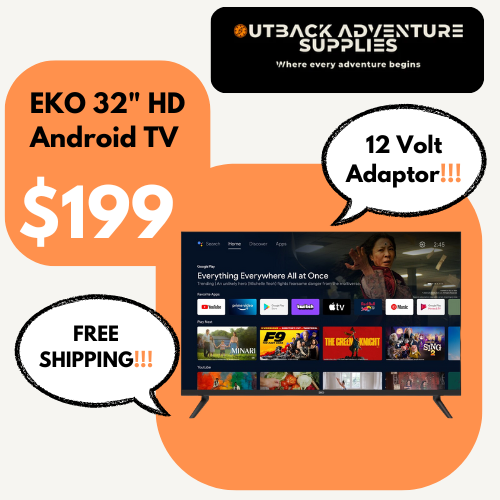 Load image into Gallery viewer, EKO 32&quot; HD Android TV with 12V Travel Adaptor
